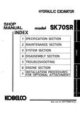 Kobelco SK70SR Crawler Excavator Service Repair Manual (YT00101 ～)