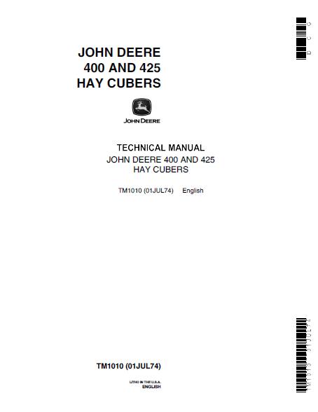 John Deere 425 Hay Cubers Service Repair Manual (tm1010)