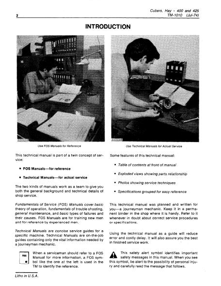 John Deere 425 Hay Cubers Service Repair Manual (tm1010 ...