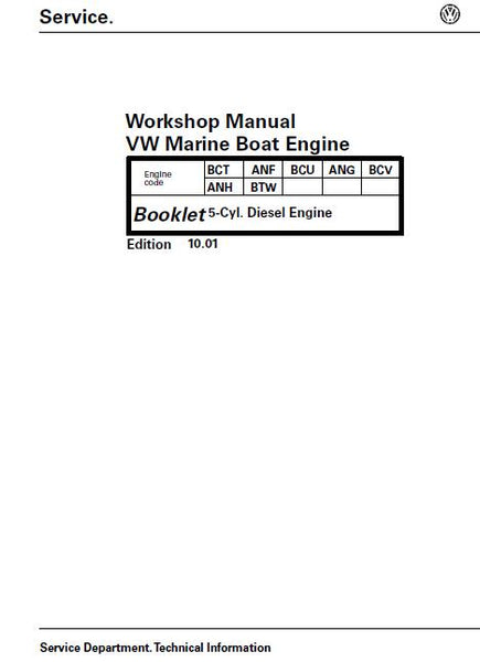 Volkswagen SDI 2.5L 75-5 Diesel Marine Engine Service Repair Manual