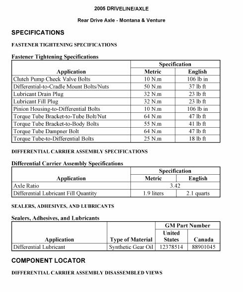 1999 PONTIAC MONTANA Service Repair Manual