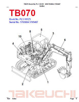 Takeuchi TB070 Compact Excavator Parts Catalogue Manual (SN: 1703004-1705487)