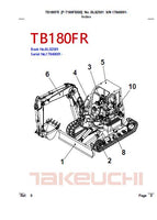 Takeuchi TB180FR Hydraulic Excavator Parts Catalogue Manual (SN: 17840001 and up)