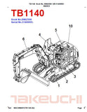 Takeuchi TB1140 Hydraulic Excavator Parts Catalogue Manual (SN: 51400005 and up)