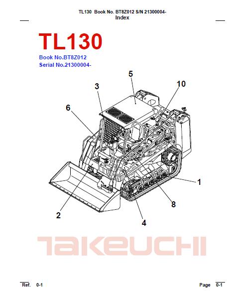 Takeuchi TL130 Crawler Loader Parts Catalogue Manual (SN: 21300004 and up)