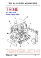 Takeuchi TB035 Compact Excavator Parts Catalogue Manual (SN: 135001-1358193)