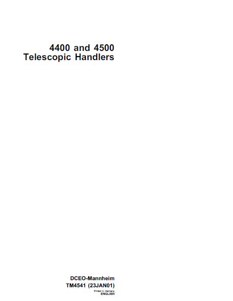 John Deere 4400 Telescopic Handlers Service Repair Manual (tm4541)
