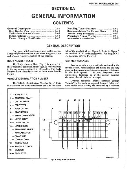 1992 PONTIAC FIREBIRD Service Repair Manual