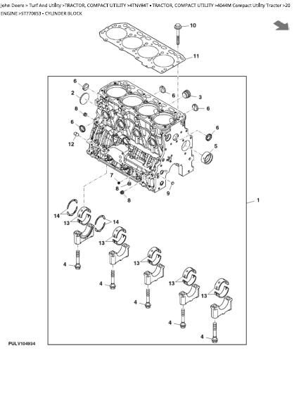 John Deere 4044M Compact Utility Tractor Parts Catalogue Manual (PC12006)