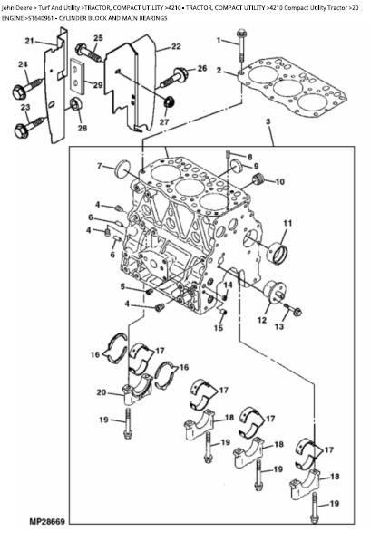 John Deere 4210 Compact Utility Tractor Parts Catalogue Manual (PC2918)