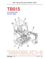 Takeuchi TB015 Compact Excavator Parts Catalogue Manual (SN:1153001-1158122)