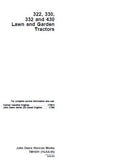 JOHN DEERE 332 LAWN GARDEN TRACTOR Service Repair Manual