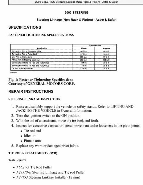 1998 Chevrolet Astro Service Repair Manual