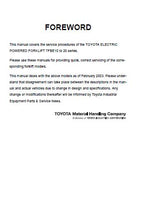 Toyota 7FBEU15 Forklift Service Repair Manual