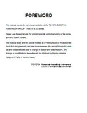 Toyota 7FBEU15 Forklift Service Repair Manual