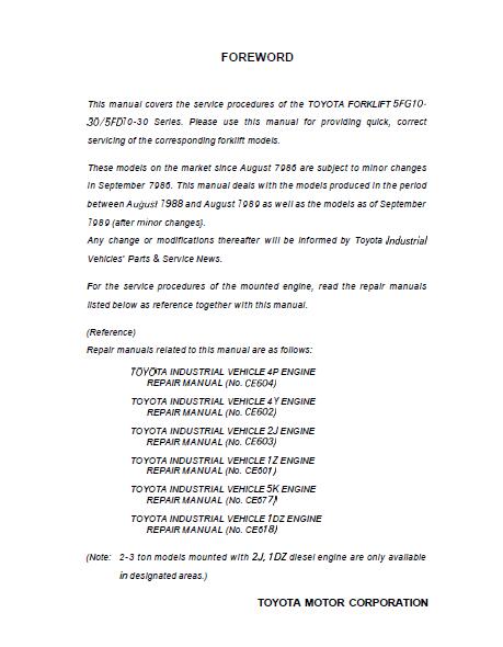 Toyota 02-5fd30 Forklift Service Repair Manual