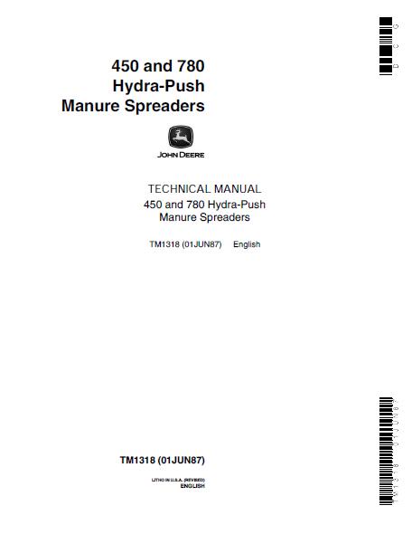 John Deere 450 Hydra-Push Manure Spreaders Service Repair Manual (tm1318)