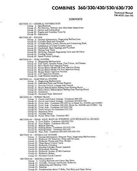 John Deere 430 Combines Service Repair Manual (tm4222)